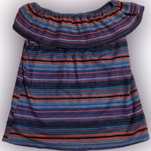 💥New Directions Blouse Off Shoulder Multi-Color Crochet Lined Sleeveless Large - Picture 1 of 8